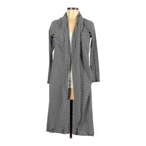 Anthropologie Dolan Black & White Striped Long Sleeve Duster OpenCardigan M